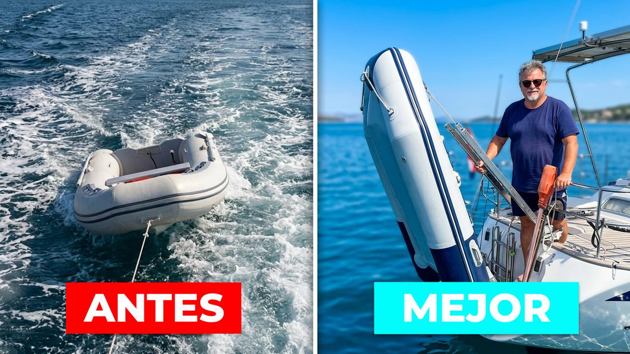 Comparación: Bote auxiliar en carrera contra la lancha TenderConnect, enfrentándose a Bote auxiliar una que estaba en vertical Popa